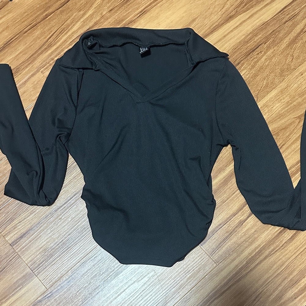 SHEIN Charcoal Long Sleeve Bodysuit